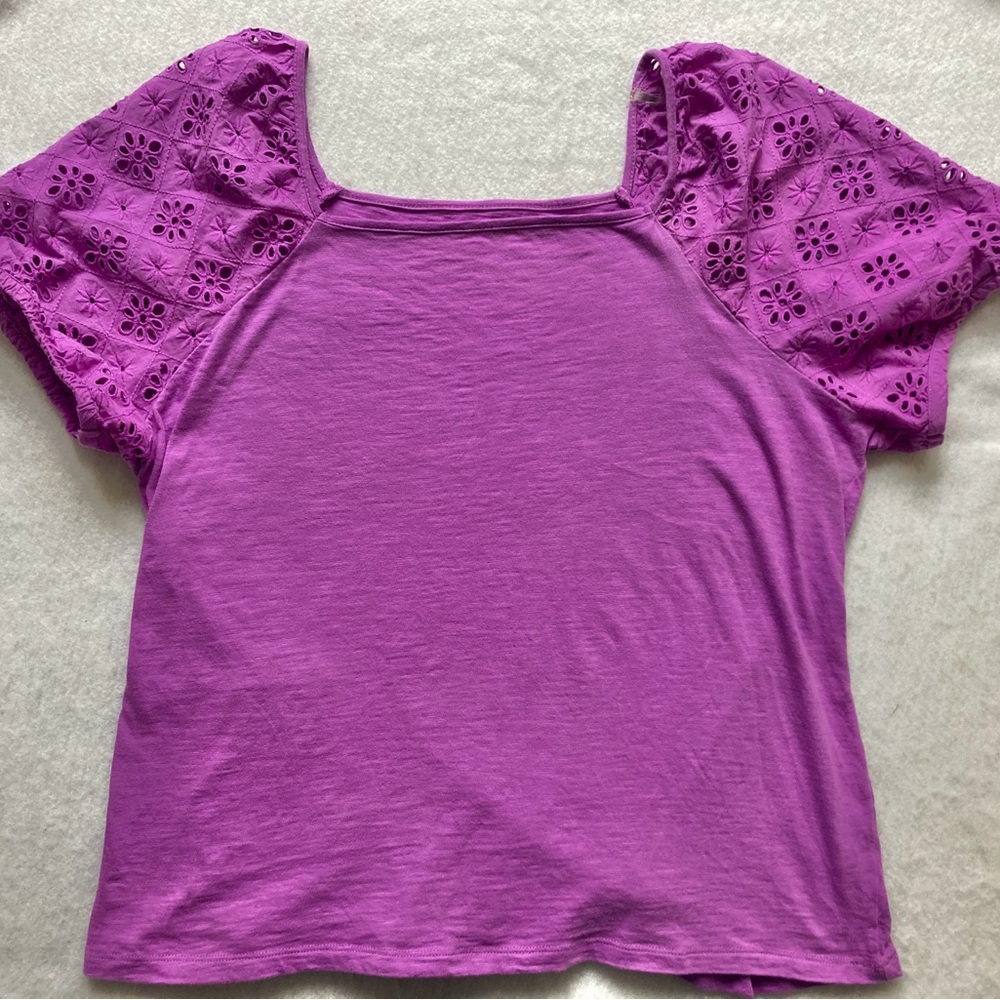 Purple St John’s Bay Eyelot Short sleeve blouse Size XL GUC Ready 2 Ship